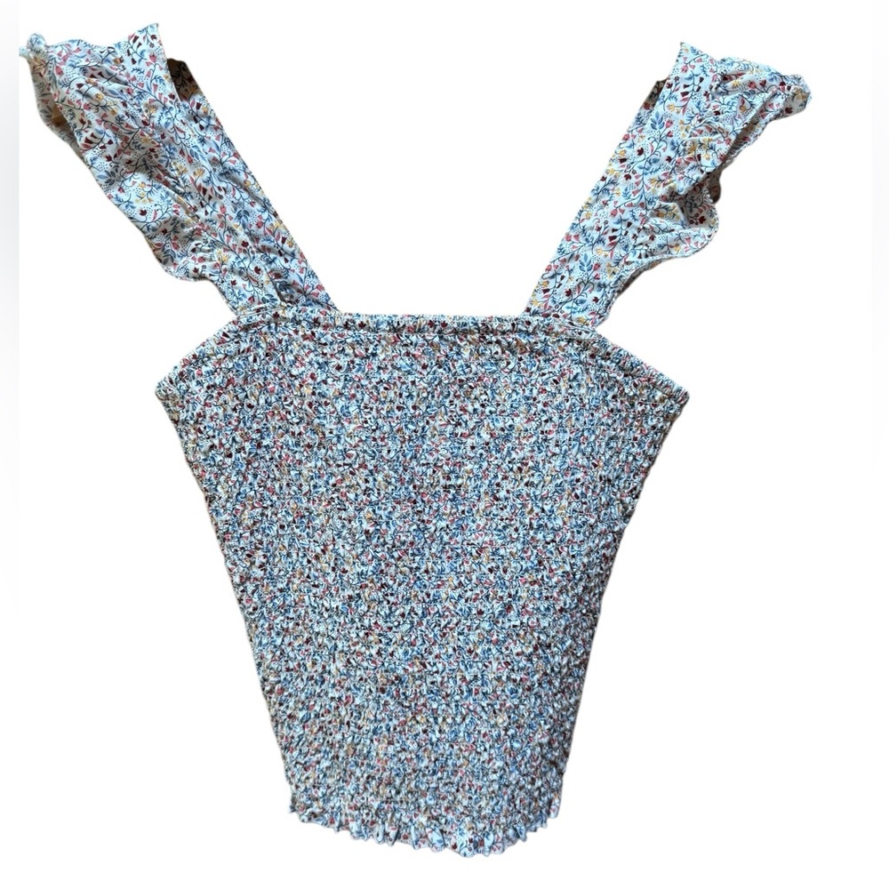 NWOT Old Navy Floral Smocked Ruffle Strap Top